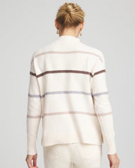 Chico's Sequined Stripe Pullover Sweater ENGLISH CREAM