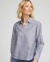 Chico's Striped Soft Denim Popover INDIGO