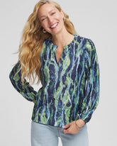 Chico's Ocean Plume Crinkle Top PASSPORT BLUE
