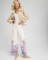 Chico's Brigitte™ Paisley Wide-Leg Cropped Pants VANILLA CREAM