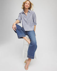 Chico's Striped Soft Denim Popover INDIGO