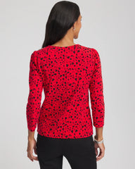 Chico's Lover Girl Button Heart Tee LOVE LETTER RED