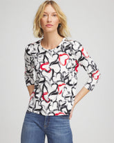 Chico's Love Brush Button Heart Tee BLACK