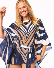 Chico's Voyage Belted Poncho PASSPORT BLUE
