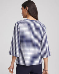 Chico's Floral Embroidered Tee PASSPORT BLUE