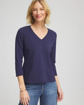 Chico's 3/4 Sleeve Perfect Tee PASSPORT BLUE