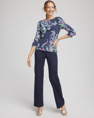 Chico's Pima 3/4 Sleeve Tee TEAL SHADOW