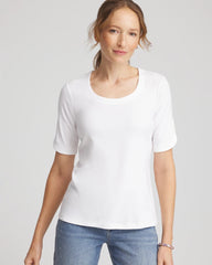 Chico's Short Sleeve Pima Tee ALABASTER