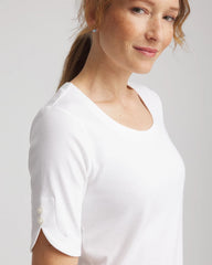 Chico's Short Sleeve Pima Tee ALABASTER