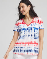 Chico's Zenergy® Americana Tie-dye V-Neck Tee RED GLOW
