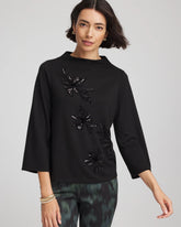 Chico's Embellished Structured Top BLACK