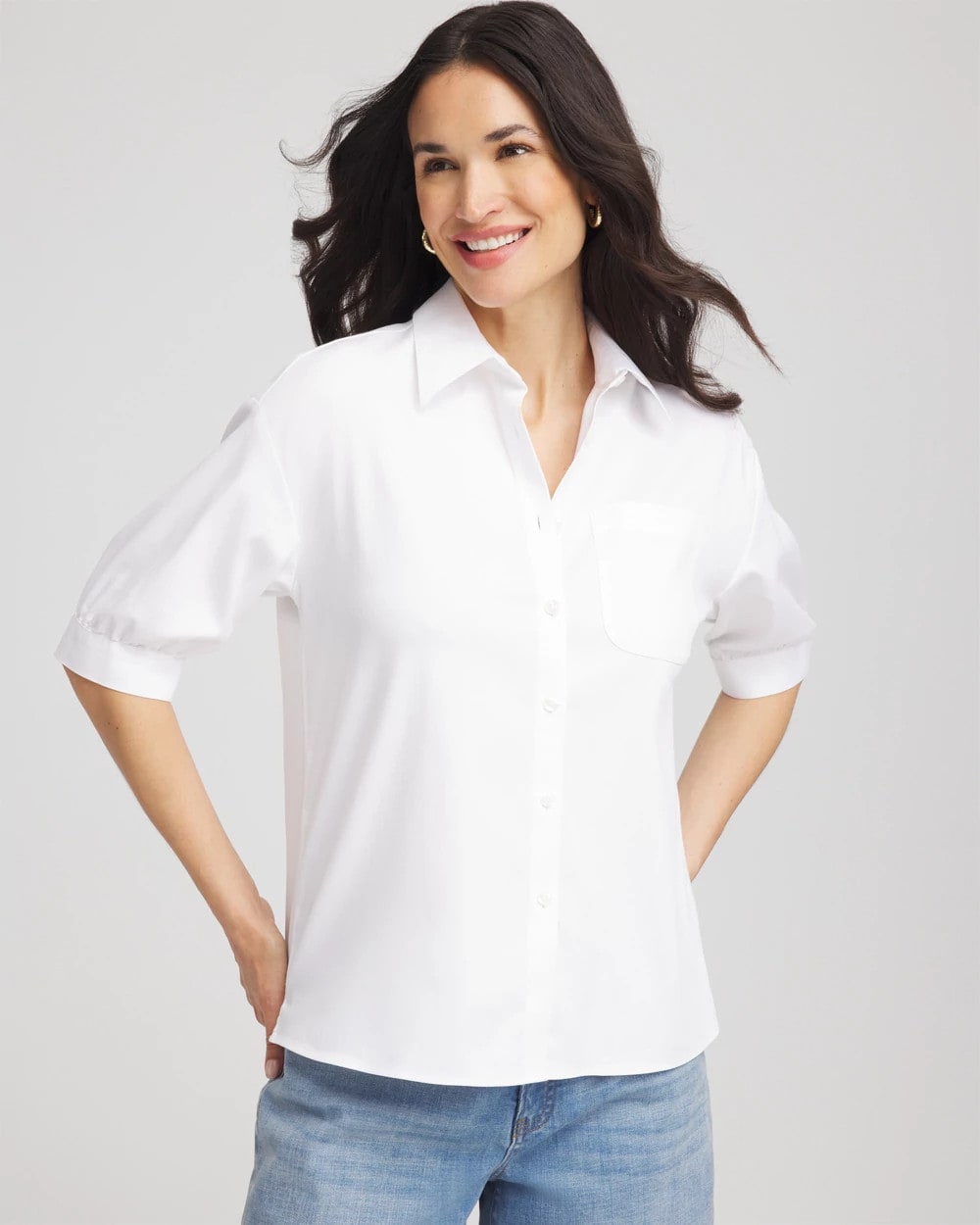 Chico's No Iron™ Short-Sleeved Shirt OPTIC WHITE