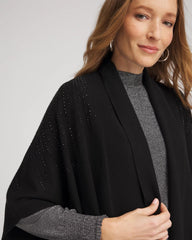 Chico's Embellished Shawl Collar Ruana BLACK