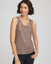 Chico's Foiled Microfiber Tank WALNUT