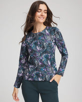 Chico's Zenergy® Soft Brushed Scattered Top TEAL SHADOW