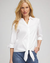 Chico's Poplin Tie-Front Top ALABASTER