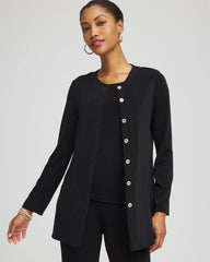 Chico's Travelers™ Collection Scoopneck Shirt Jacket TRAVELERS BLACK