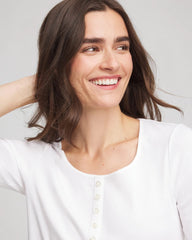 Chico's Pima Cotton Henley Tee ALABASTER