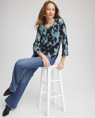 Chico's Bodre Flare Sleeve Top BLACK