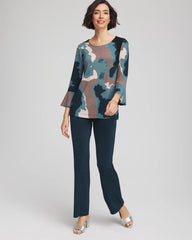 Chico's Travelers™ Crystal Flounce Sleeve Tunic TEAL SHADOW