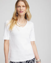 Chico's Everyday V-Neck Pima Tee ALABASTER