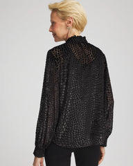 Chico's Burnout Velvet Blouse BLACK