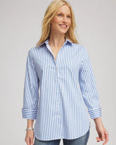 Chico's No Iron™ Stretch Striped Shirt TIDAL BLUE