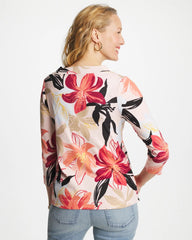 Chico's Pima Cotton 3/4 Sleeve Tee FOLKLORIC RED