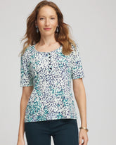 Chico's Pima Cotton Henley Tee INDIGO SKY