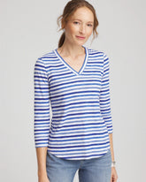 Chico's Slub 3/4 Sleeve Tee BLUE PEARL