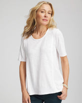 Chico's Slub Paneled Elbow Tee ALABASTER