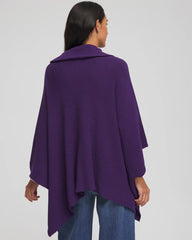 Chico's Rhinestone Zip-Collar Sweater Poncho PURPLE ELIXIR