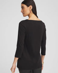 Chico's Pima Cotton Square-Neck Tunic BLACK