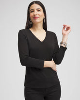 Chico's 3/4 Sleeve Perfect Tee BLACK