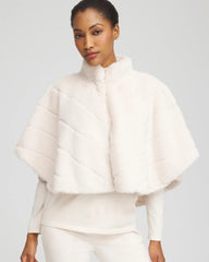 Chico's Faux Fur Funnelneck Capelet ENGLISH CREAM