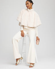 Chico's Faux Fur Funnelneck Capelet ENGLISH CREAM