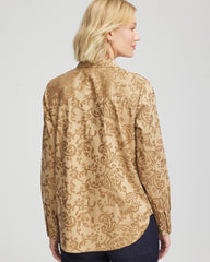 Chico's No Iron™ Jacquard Scrolls Shirt GOLD