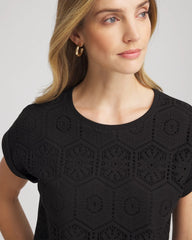 Chico's Crocheted Cotton-Blend Shirt BLACK