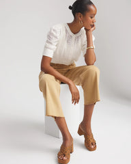 Chico's Chiffon Puff Sleeve Shirt ECRU