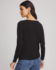 Chico's Embellished Cowlneck Dolman Tee BLACK