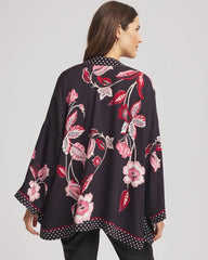 Chico's Short Floral Kimono BLACK