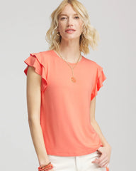 Chico's Touch of Cool™ Flutter Sleeve Tee SUNSET PEACH