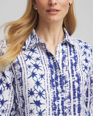 Chico's No Iron™ Star Print Linen Shirt RICH COBALT