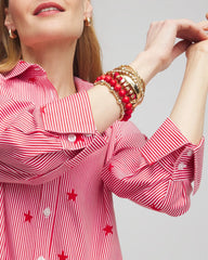 Chico's No Iron™ Stars & Stripes Sateen Shirt RED GLOW