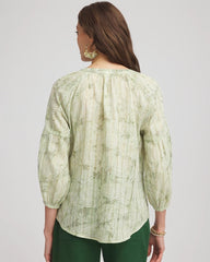 Chico's Lurex Stripe Cotton Blouse SALTED LIME