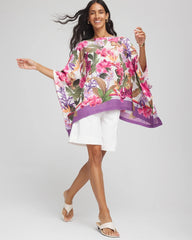 Chico's Floral-Print Poncho ECRU