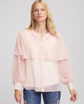 Chico's Georgette Cape Blouse ROSE SMOKE