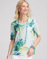 Chico's Island Print Slub Short-Sleeve Tee TEAL WATERS