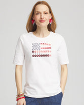 Chico's Flag Embellished Knit Tee ALABASTER