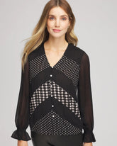 Chico's Georgette Polka Dot Blouse BLACK